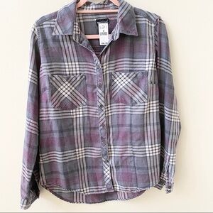 Wet Seal Flannel Button Down Shirt Purple Medium NWT